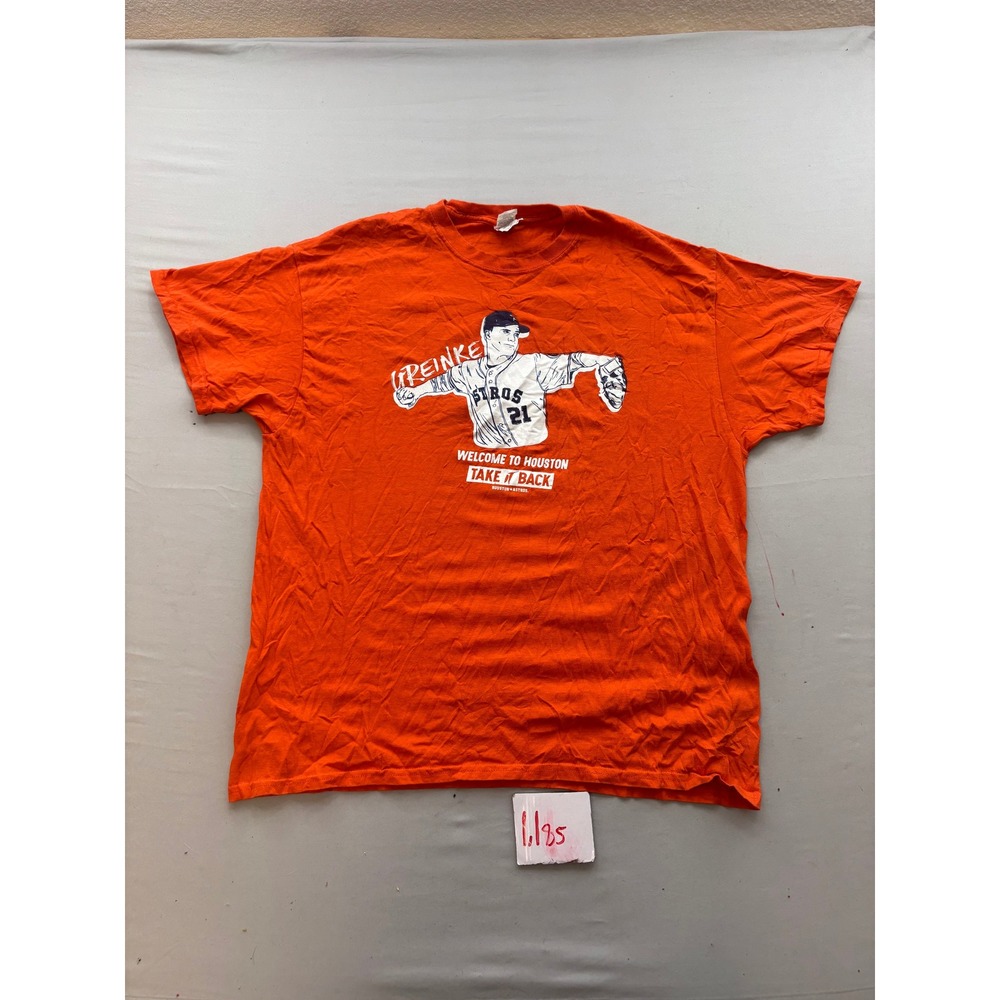 Gildan Houston Astros Zack Greinke Take It Back Orange Graphic T-Shirt XL